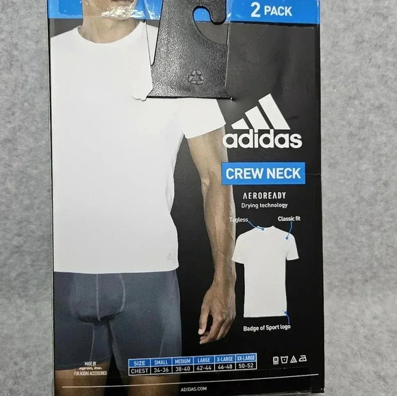 Adidas Men's Performance Moisture Wicking Crew Neck WhiteTees Size‎ M - Picture 3 of 4